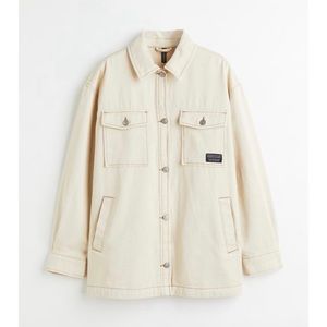 H&M Oversized Denim Workwear Jacket in Cream Size XS